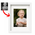 Recondiționare foto + Ramă foto albă MDF cu passepartout – 21x30 cm (A4)